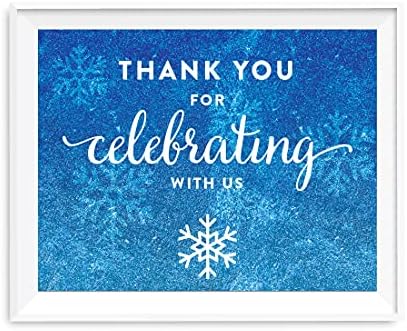 ANDAZ Press rođendanski znak, 8.5x11-inčni neuredan, hvala vam što ste se slavili s nama, smrznuto snježno pahuljice, 1 pakovanje, za desertni ukras za dekor dekora