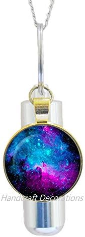 HandcraftDecorations Nebula Space Glass Urn.Galaxy kremacija urn ogrlica.Space, univerzum nakit.Turquoise, urnk.birthday poklon.f098