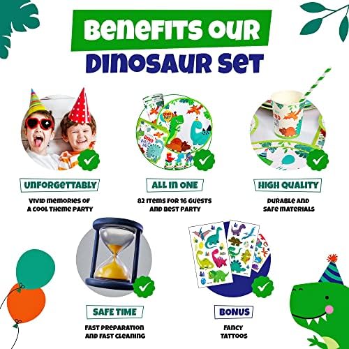 Dinosaur Rođendana rođendanska zabava - Dinosaur Baloni / Dinosaur Rođendan / Dinosaurske ploče, Salvete, Šalice, slamke / Dinosaur Cupcake Toppers / Dinosaur Partyos / Dinosaur Party za 16 djece