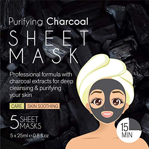 Pursonic / pročišćavajuća maska od drvenog uglja sa aktivnim ugljem & svojstva protiv starenja za ublažavanje crvenila i nadražene kože-čišćenje & amp; umirujuće
