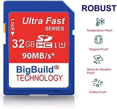 BigBuild tehnologija 32GB Ultra brza SDHC 90MB/s memorijska kartica kompatibilna sa Panasonic Lumix DC S1/S1H/S1M/S1R/S1RM, S5/S5e-K