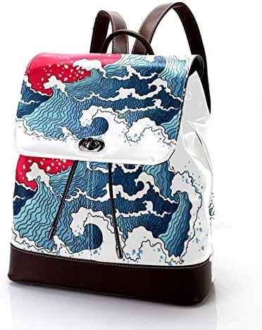 VBFOFBV ruksak za ženske pantalonske bakfa za laptop Travel Casual torba, japanski retro crveni cvijet ventilatora