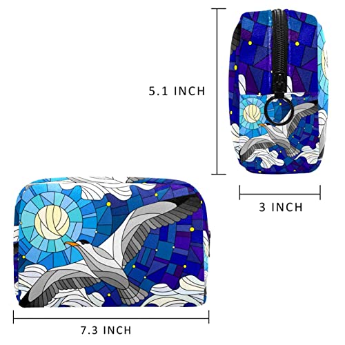 Toaletna torba Kozmetička putokaz za šminkanje za pranje torbice za pranje sa patentnim zatvaračem Staklo golub dove mjesec plava