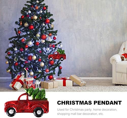 Kamionet sa ukrasom drveta: Kamionet od gvožđa i stakla Božić viseći privezak: 2kom Mini automobil minijaturni ukras za jelku za odmor