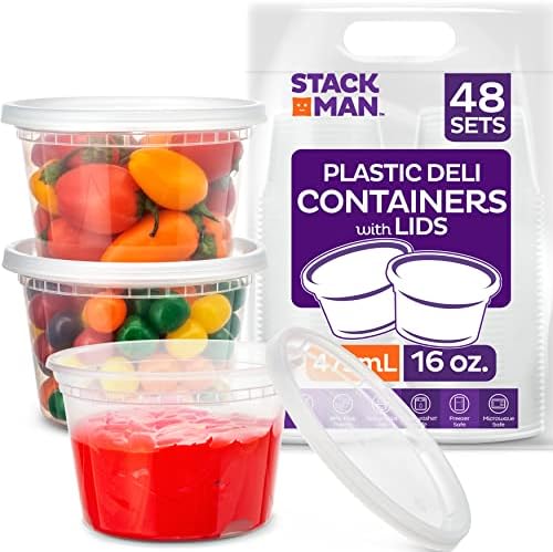[48 kompleta -16 Oz.] Plastični kontejneri za skladištenje hrane sa hermetičkim poklopcima - posude za supu sa poklopcima