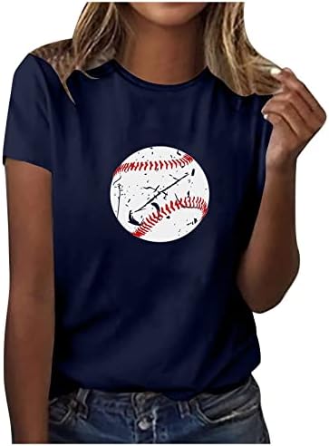 Žene 2023 ljetni vrhovi Bejzbol mama majice plaža Softball Print majica Top Casual Majčin dan atletska bluza Tees