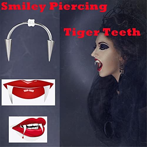 2 kom nakit za Piercing osmijeha za usta, Piercing Vampirskih očnjaka, nakit za Piercing lica sa šiljkom, Tiger Teeth nakit za nokte
