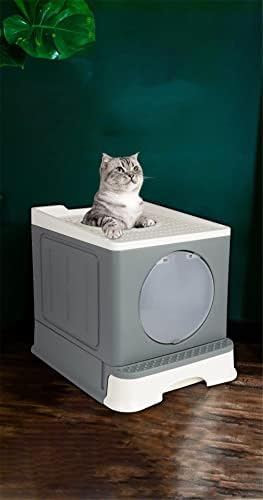 TJLSS kutije za smeće za mačke sklopiva kutija za smeće dolazi sa gornjim ulazom zatvorena posuda za mačke sa ladicom toalet za kućne