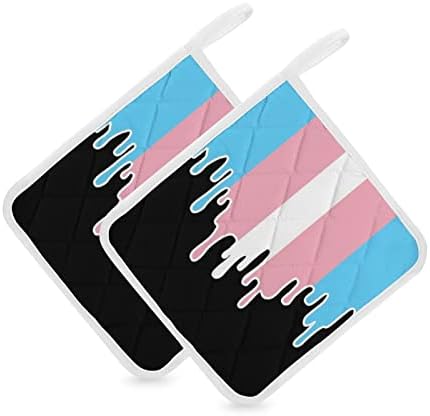 Trans ponos boja zastava za topljenje LGBT držači za lonce 8x8 otporni na toplinu vruće jastučiće za zaštitu od stolove za kuhanje kuhinje dvodijelni set