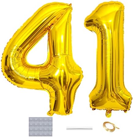 Gold 41 brojenski baloni 40-inčni baloni Jumbo folije ad-balon za muškarca Žena 41. rođendan zabava 41 godina za vjenčanje Fotografije