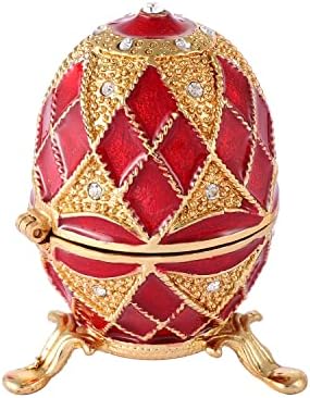 Qif Faberge Egg Style ručno oslikana emajlirana trinket kutija sa šarkama jedinstvenim poklonom za kućni dekor