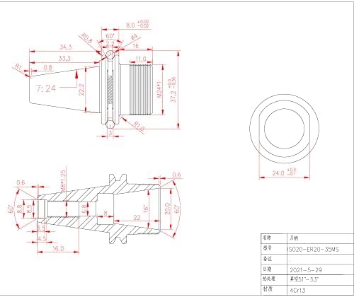 Hozly 2pcs ISO20-ER20-035ms Balance Chuck CNC držač alata G2.0 40000RPM nehrđajući čelik sa šarkiranjem nosača za glodanje za CNC