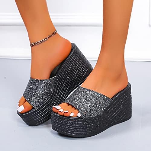 Platforma sa šljokicama Klinasta usta Ležerne modne ženske sandale ženske papuče Comfort Slip na sandalama za žene ženske sandale