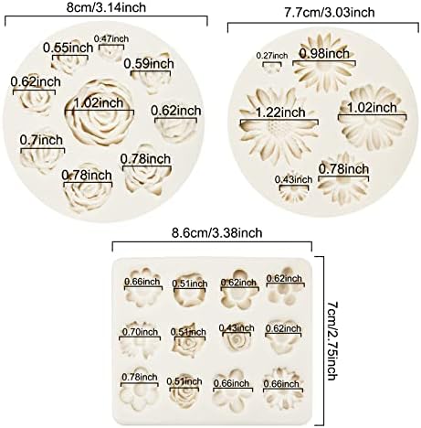 Kalupi za cvijeće 3 komada silikonski kalup cvijeće Fondant kalup Set za torte,čokoladu, Cupcake, slatkiše, ukras od šećerne tkanine polimerna glina kalup za sapun, livenje nakita Uradi Sam zanatske projekte