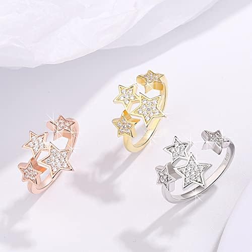 Slatka CZ zvijezda otvorena Izjava prstenovi za žene djevojke proširivo pjenušava Kristal vještački dijamant Lucky Star obećanje angažman