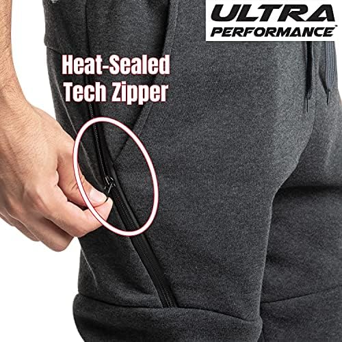 Ultra performanse 3 pakovanje Fleece Active Tech Jogers za muškarce, muške dukseve sa džepovima sa patentnim zatvaračem