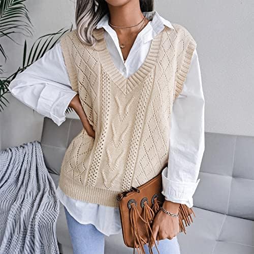 Ženski džemperi V-izrez Ležerni pleteni pleteni džemper prsluk slatki džemperi
