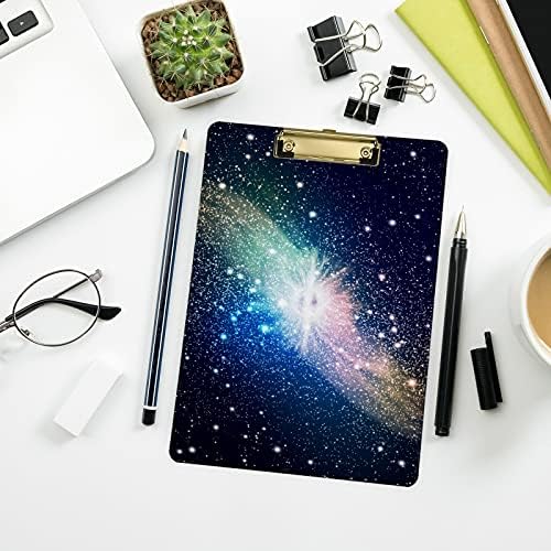 ALAZA Space Galaxy Clipboards za djecu studentkinje žene muškarci veličina slova Plastična kopča niskog profila, 9 x 12.5 in, Srebrna kopča