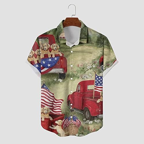 Bmisegm ljetne košulje za muškarce muške Casual Američki Dan nezavisnosti Print patchwork Print Shirt kratki rukav