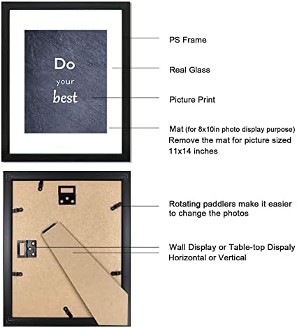 Dekwinn 11x14 okvir okvira za slike 3 sa pravom staklom za slike 8x10 sa prostirkom ili 11x14 bez prostirke, zidne galerije ili tablice