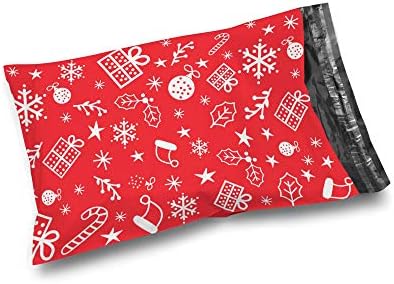 Shop4Mailers 10 x 13 crveni božićni poklon klaster ukrasi Santa šešir zimski odmor Poli Mailer torbe vodootporne koverte za slanje