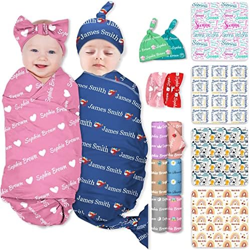 Simieeeeeeeeeeeeek Personalizirano debelo deke Dječja dečaka Prilagođeno ime Primanje pokrivača sa poklopcem za glavu i setu šešira prilagođenim bebama