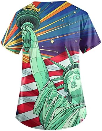 Ženska američka zastava piling Tops Plus Size kratki rukav radna uniforma majica 4th jula Dan nezavisnosti Shirts