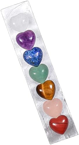 Mookaitedecor paket - 2 predmeta: Crni obsidian rune kamenje set i 6 Chificted Crystal Pendulum & Selenite kristalni štapići štapić sa 7 čakri ljubavi srca za balansiranje meditacije