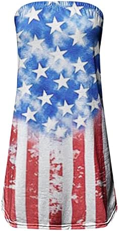 LCEPCY Žene sa ramenima vrhovi američke zastave Grafički prsluk modne majice bez kaiševa za četvrti juld 2023