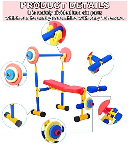 FASFBJ Zabavna i fitness oprema za vježbanje za djecu, podesiva klupa za težinu, klupe za obuku čvrstoće za cijelo tijelo za tijelo,