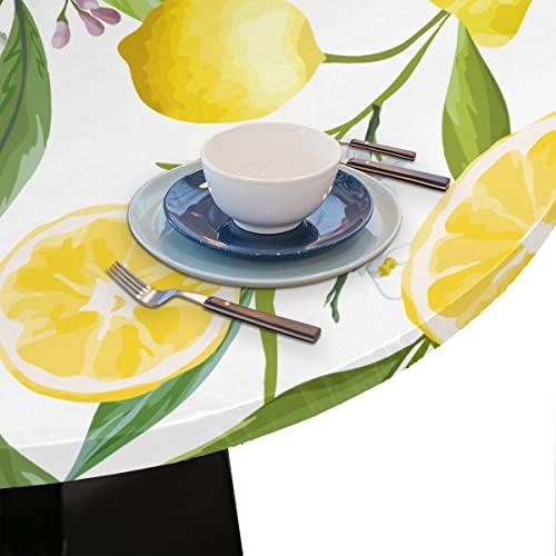 Okrugli stolnjak sa elastičnom Ivicom limunska stolnjak poliester pokrivač za stol za kuhinjsku trpezariju Fit stol 45-56in