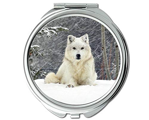 Ogledalo, kompaktno ogledalo, džepno ogledalo za djecu vukova životinja,1 X 2x uvećanje