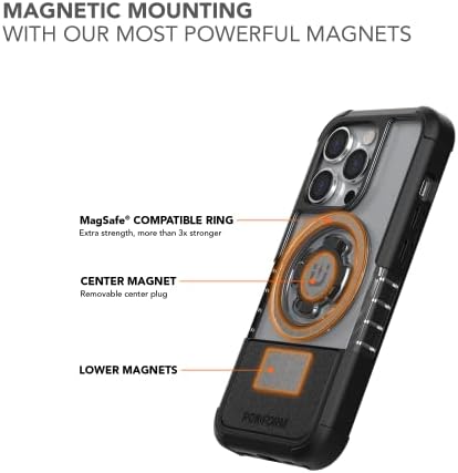 Rokform - iPhone 14 Pro Dvostruki magnetni i magsafe kompatibilni kristalni futrola + dvostruki magnet okretni nosač za montiranje za automobil, kamion ili kombi