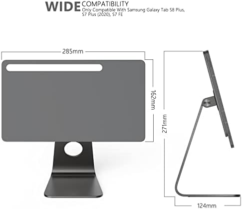 Lululook podesivi magnetni štand za Samsung Galaxy Tab S8 Plus / S7 FE / S7 Plus 12.4 inča, rotirajuće plutajuće aluminijumske stolove za 360 ° za Galaxy Tab S8 Plus / S7 FE / S7 Plus / S8 + / S7 +