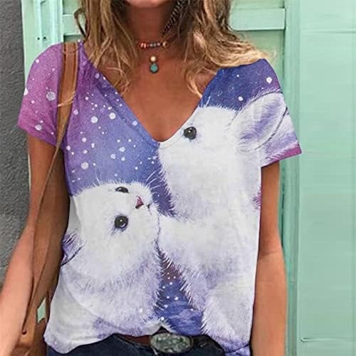 Uskršnje košulje za žene 3D Print Slatka zeko kratka majica Funny Holiday bluza Summer 2023 Crewneck Tuntic Tunt