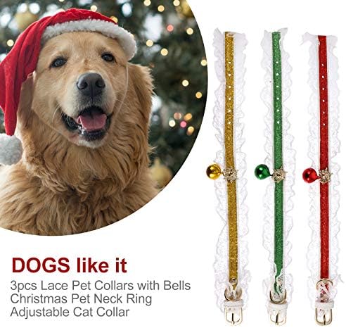 Hemobllo Božićno kućno kućno dobara 3pcs čipke ogrlice za kućne ljubimce sa zvonama Božićni kućni ljubimac Podesivi mačji ovratnik