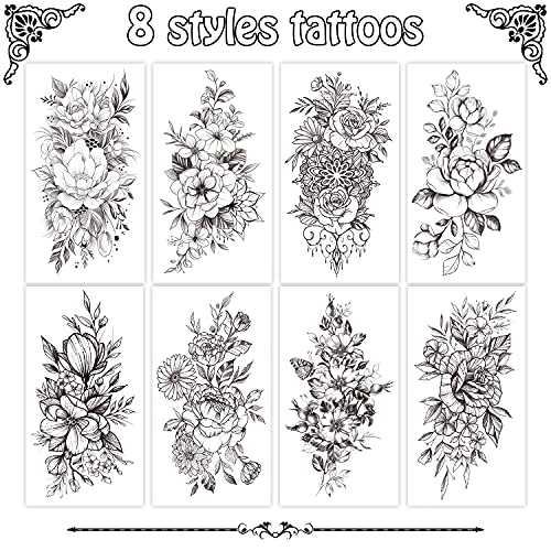 Cerlaza Privremene tetovaže za žene, polutrajne polovne rupe za ruke tetovaže vodootporne tatuajes tetovaže tetovaže žene, dugotrajne realne tetovaže za seksi cvijeta