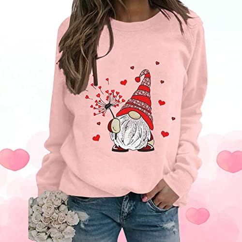 Slatka četiri gnoma Ljubavna grafika srca Vrhovi ženskih zaljubljenih dukserica za puloverske košulje sa dugim rukavima