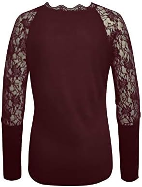 Iuhan čipkasti vrhovi dugih rukava za žene Solid Boja ženske haljine i bluze V-izrez Trendi ljetne majice za žene