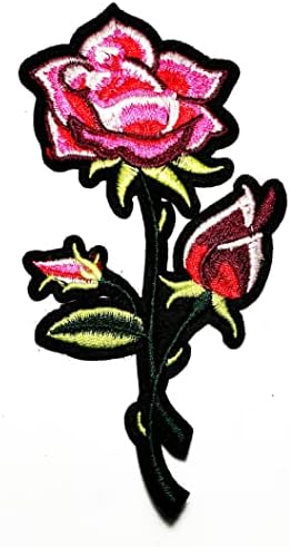 Kleenplus 3kom. Pink Roses Beautiful Floral Patch naljepnica Craft flasteri uradi sam aplikacija vezeni šivati gvožđe na Patch amblemu