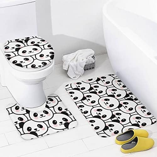 Panda Face četverodijelni kupaonski Set podna prostirka u obliku prostirke toaletni pokrivač tuš zavjesa za kupatilo dekor Set jedne