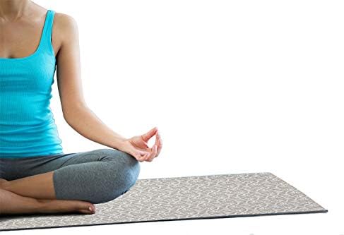 Ambesonne victorian joga ručnik, antikni cvjetni inspirirani uzorak sa srednjovjekovnim motivom ponavljanjem, ne klizajući znoj za apsorbiraju jogu pilates pokrivač za vježbanje, 25 x 70, blijedi sepija i bijela