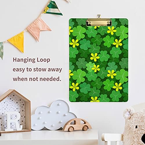 St Patrick-s Day Shamrock Plastic Clipboard 9 x12. 5 akril Clipboards sa niskim profilom Clip A4 Letter Size Heavy Duty Odbor za restoran