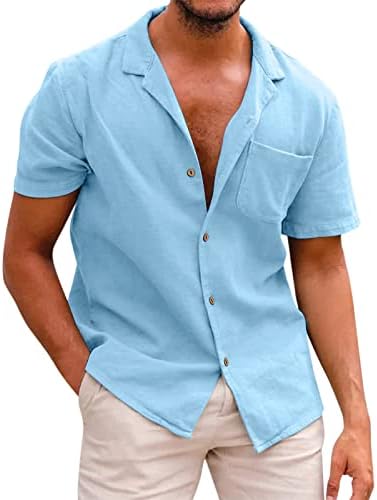 ZDFER havajska košulja za muškarce, ljetni Casual labavi vrhovi kratki rukavi pamučne platnene dugmiće na dolje majice za odmor na plaži