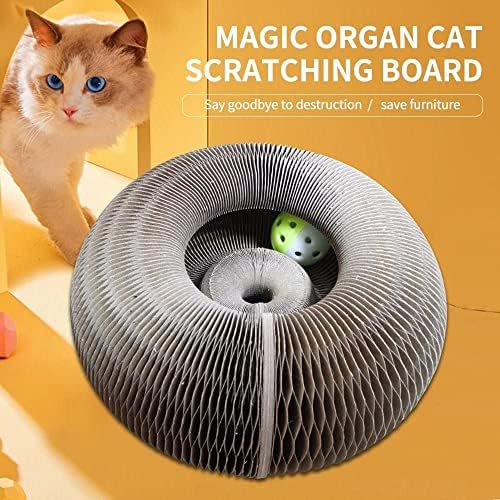Magic Organ Cat grebanje odbora sa igračkom zvono, mačka brušenje kandža grebanje odbora, sklopivi zgodan mačka grebalica izdržljiv