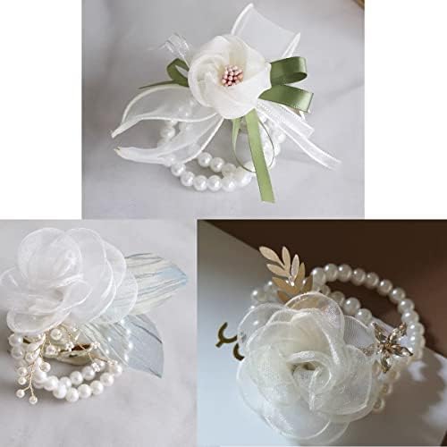 6kom Pearl ručni Korsaž bendovi Bride Elastic Pearl narukvica Corsage DIY Stretch Pearl vjenčanje ručni ručni ručni Corsage dodatna