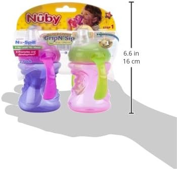 Nuby Plastic 2-Pack Super držač za izliv bez prolivanja sa dvije ručke N ' Sip šolje, 8 unci, roze i ljubičaste