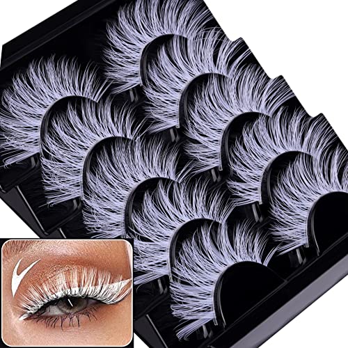 Božić bijele trepavice prirodne bijele umjetne trepavice Wispy Cat Eye obojene trepavice 3D 5 parovi Cosplay Faux Mink trepavice paket