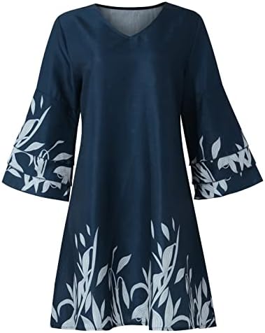 NOKMOPO džemper & nbsp; haljina & nbsp;Za žene Ženski modni Temperament elegantna štampana V-izrez 3/4 rukava Mini haljina