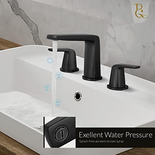 Brassqueen 8 inčni mat crni široko rasprostranjeni kupaonica Vanity Deck Mount 3 rupe kupaonica Slavina komercijalne vruće i hladne